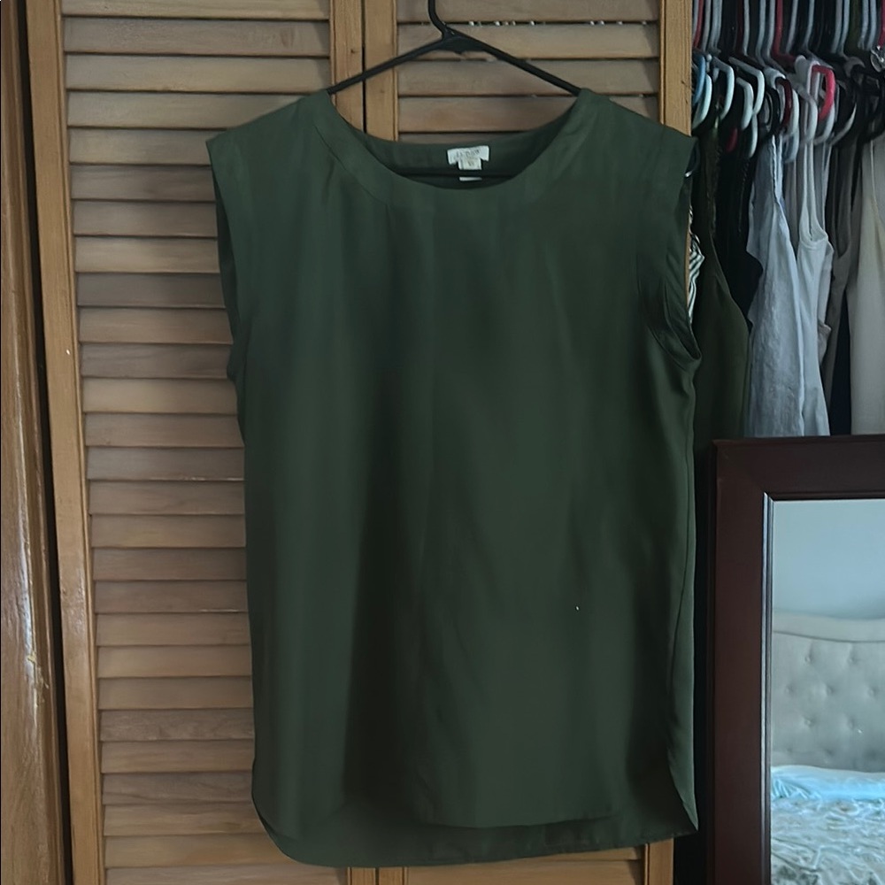 J. Crew Green Sleeveless Blouse Relaxed Fit